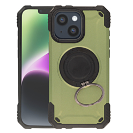 Hybrid Tuff Case with Magnetic Kickstand (ARMY GREEN) for iPhone 13 / 14 / 16E / 17E (Only Ground Shipping)