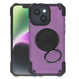 Hybrid Tuff Case with Magnetic Kickstand (PURPLE) for iPhone 13 / 14 / 16E / 17E (Only Ground Shipping)