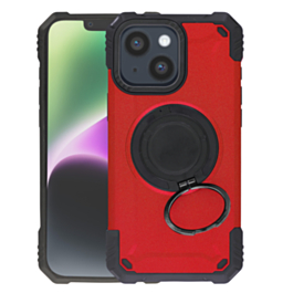 Hybrid Tuff Case with Magnetic Kickstand (RED) for iPhone 13 / 14 / 16E / 17E (Only Ground Shipping)