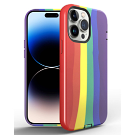 Thinner Heavy Duty Rainbow Case - RED for iPhone 14 Pro (Only Ground Shipping)
