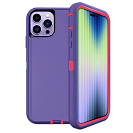 Heavy Duty Case for iPhone 14 Pro Max (DARK PURPLE & PINK) (Only Ground Shipping)