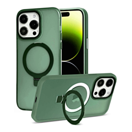 Carbon Wireless Charging Case with Ring Stand - GREEN for iPhone 14 Pro Max (Only Ground Shipping)