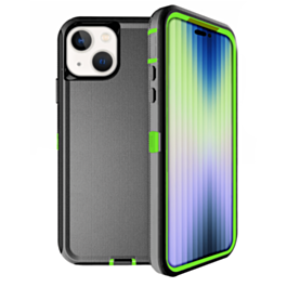 Heavy Duty Case for iPhone 14 / 13 (BLACK & GREEN) (Only Ground Shipping)