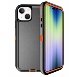 Heavy Duty Case for iPhone 14 / 13 (BLACK & ORANGE) (Only Ground Shipping)