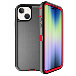 Heavy Duty Case for iPhone 14 / 13 (BLACK & RED) (Only Ground Shipping)