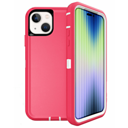 Heavy Duty Case for iPhone 14 / 13 (HOT PINK & WHITE) (Only Ground Shipping)