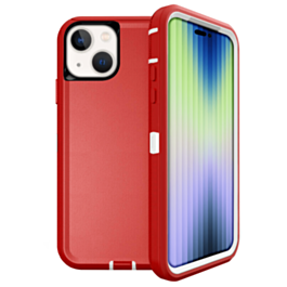 Heavy Duty Case for iPhone 14 / 13 (RED & WHITE) (Only Ground Shipping)