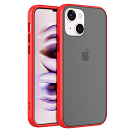 iPhone 14 Plus / 15 Plus Hard PC Rear / Soft TPU Colorful Border Case - RED (Only Ground Shipping)