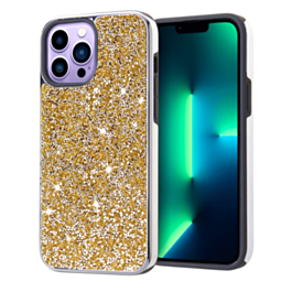 Bling Diamond Dual Layer Protection Case - GOLD for iPhone 14 Pro (Only Ground Shipping)