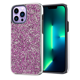 Bling Diamond Dual Layer Protection Case - PINK for iPhone 14 Pro (Only Ground Shipping)