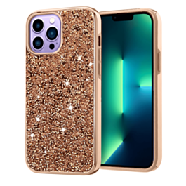 Bling Diamond Dual Layer Protection Case - ROSE GOLD for iPhone 14 Pro (Only Ground Shipping)