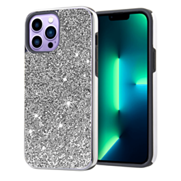 Bling Diamond Dual Layer Protection Case - SILVER for iPhone 14 Pro (Only Ground Shipping)