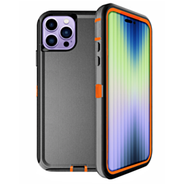 Heavy Duty Case for iPhone 14 Pro Max (BLACK & ORANGE) (Only Ground Shipping)