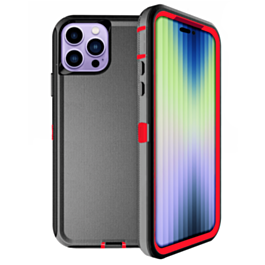 Heavy Duty Case for iPhone 14 Pro (BLACK & RED) (Only Ground Shipping)