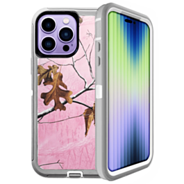 Heavy Duty Case for iPhone 14 Pro Max (CAMO PINK) (Only Ground Shipping)