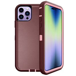Heavy Duty Case for iPhone 14 Pro (MAROON & PINK) (Only Ground Shipping)