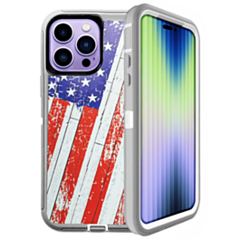 Heavy Duty Case for iPhone 14 Pro Max (US FLAG) (Only Ground Shipping)