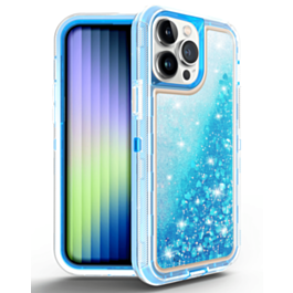 Protective Glitter Liquid Bumper Case - BLUE for iPhone 14 Pro (Only Ground Shipping)