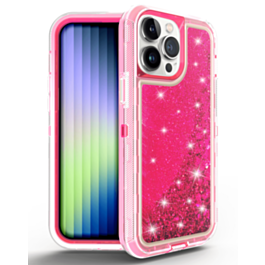 Protective Glitter Liquid Bumper Case - HOT PINK for iPhone 14 Pro (Only Ground Shipping)