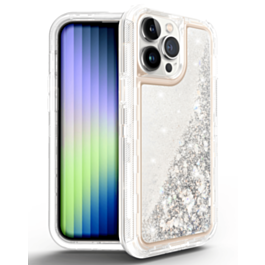 Protective Glitter Liquid Bumper Case - SILVER for iPhone 14 Pro (Only Ground Shipping)
