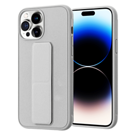 Hand Strap Vertical Magnetic Kickstand Case - GRAY for iPhone 14 Pro (Only Ground Shipping)