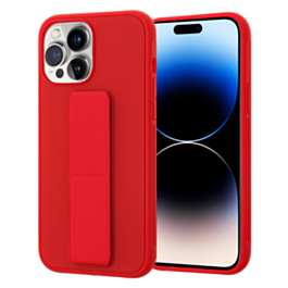 Hand Strap Vertical Magnetic Kickstand Case - RED for iPhone 14 Pro Max (Only Ground Shipping)