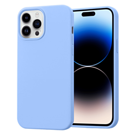 Soft Solid Silicone Case (Full Buttom Cover) - LIGHT BLUE for iPhone 14 Pro Max (Only Ground Shipping)