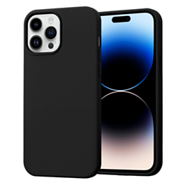 Soft Solid Silicone Case (Full Buttom Cover) - BLACK for iPhone 14 Pro Max (Only Ground Shipping)