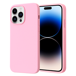 Soft Solid Silicone Case (Full Buttom Cover) - LIGHT PINK for iPhone 14 Pro Max (Only Ground Shipping)