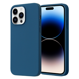 Soft Solid Silicone Case (Full Buttom Cover) - NAVY BLUE for iPhone 14 Pro Max (Only Ground Shipping)