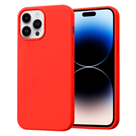 Soft Solid Silicone Case (Full Buttom Cover) - RED for iPhone 14 Pro Max (Only Ground Shipping)