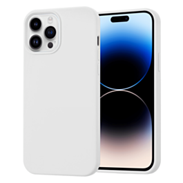 Soft Solid Silicone Case (Full Buttom Cover) - WHITE for iPhone 14 Pro Max (Only Ground Shipping)
