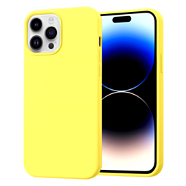 Soft Solid Silicone Case (Full Buttom Cover) - YELLOW for iPhone 14 Pro Max (Only Ground Shipping)