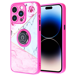 Pattern Design Hard PC Rear / Soft TPU Case with I- ring Holder - Style 3 for iPhone 14 Pro (Only Ground Shipping)