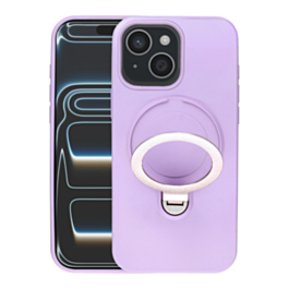 Pastel Shield Carbon Fiber Magnetic Kickstand Case (Lilac) for iPhone 13 / 14 / 15 / 16e / 17e (Only Ground Shipping)