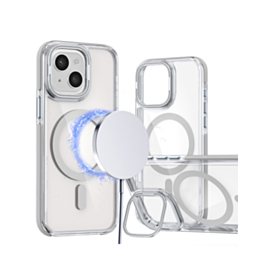 Thin Magnetic Clear Case with Camera Stand Kickstand - CLEAR for iPhone 15 (Only Ground Shipping)