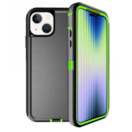 Heavy Duty Case for iPhone 14 Plus / 15 Plus (BLACK & GREEN) (Only Ground Shipping)