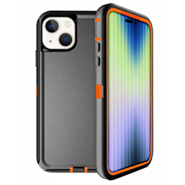 Heavy Duty Case for iPhone 14 Plus / 15 Plus (BLACK & ORANGE) (Only Ground Shipping)
