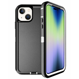 Heavy Duty Case for iPhone 14 Plus / 15 Plus (BLACK & WHITE) (Only Ground Shipping)