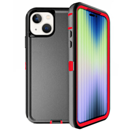 Heavy Duty Case for iPhone 14 Plus / 15 Plus (BLACK & RED) (Only Ground Shipping)