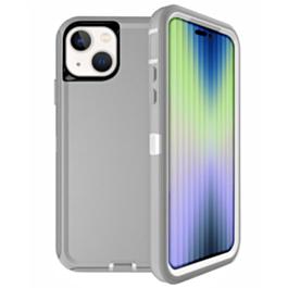 Heavy Duty Case for iPhone 14 Plus / 15 Plus (GRAY & WHITE) (Only Ground Shipping)