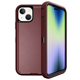 Heavy Duty Case for iPhone 14 Plus / 15 Plus (MAROON & BLACK) (Only Ground Shipping)