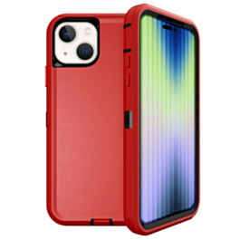 Heavy Duty Case for iPhone 14 Plus / 15 Plus (RED & BLACK) (Only Ground Shipping)