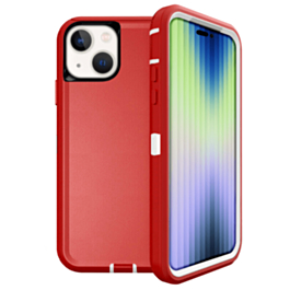 Heavy Duty Case for iPhone 14 Plus / 15 Plus (RED & WHITE) (Only Ground Shipping)