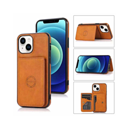 iPhone 14 Plus / 15 Plus Leather Pocket Wallet Case - ORANGE (Only Ground Shipping)