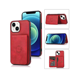iPhone 14 Plus / 15 Plus Leather Pocket Wallet Case - RED (Only Ground Shipping)