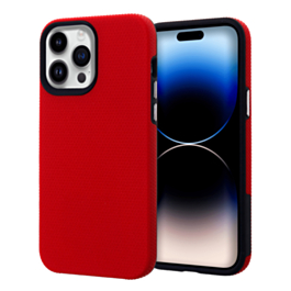 Shock Absorption Protective Dual Layer Case - RED for iPhone 15 Pro (Only Ground Shipping)