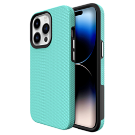 Shock Absorption Protective Dual Layer Case - TEAL for iPhone 15 Pro (Only Ground Shipping)