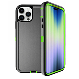 Heavy Duty Case for iPhone 15 Pro (BLACK & GREEN) (Only Ground Shipping)