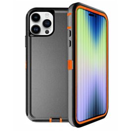 Heavy Duty Case for iPhone 15 Pro (BLACK & ORANGE) (Only Ground Shipping)